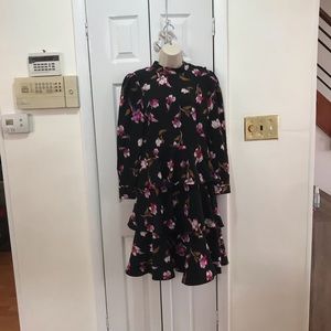 NWT Floral Print Puff Long Sleeve A-Line D…